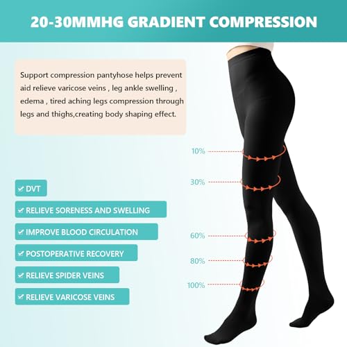 compression pantyhose stockings for women men 20-30 mmhg medical graduated support opaque closed toe hose tights