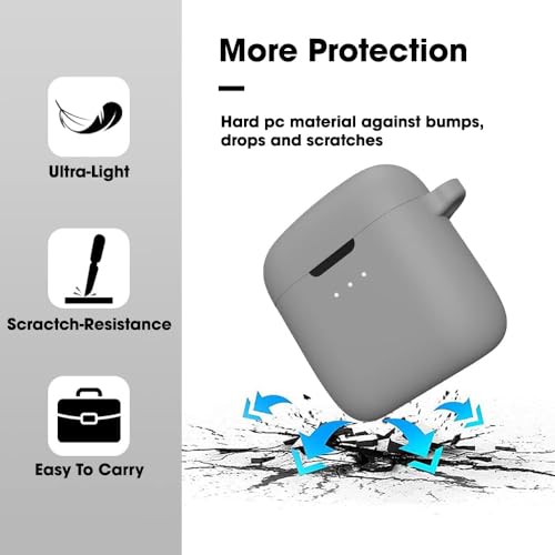 Image of Sounce Earphone Case Cover Compatible with Boat Airdopes 131, Soft Silicone Skin Case Cover Shock-Absorbing Protective Case with Keychain [Front LED Visible] - (Grey)