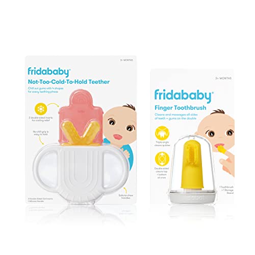 Image of Not-Too-Cold-to-Hold Teether + SmileFrida Finger Toothbrush for Babies by Frida Baby