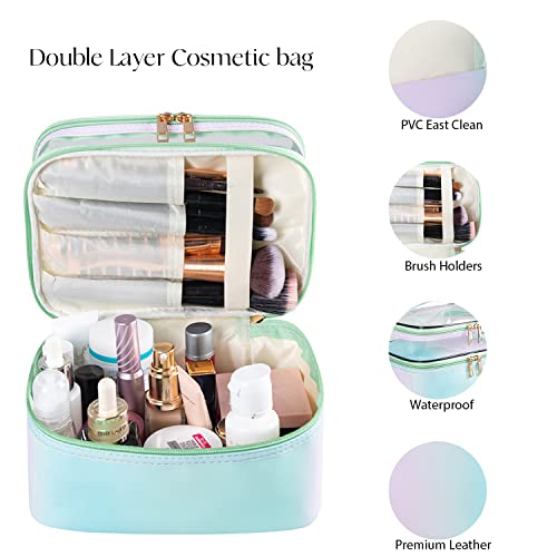 Imerelez Travel Makeup Bag Cosmetic Bag Makeup Bags For Women Cosmetics Cases Portable Waterproof Foldable (Rainbow Green) #TOP2