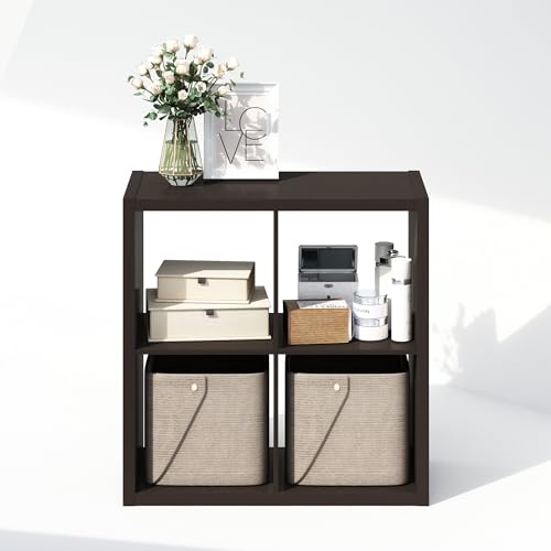 Image of Furinno Cubic Extra Thick 4-Cube Closet Organizers and Storage, Dark Oak | 14.6 x 30 x 30 in, Open Shelf Closet Storage, Closet Organizer, for Wardrobe, Bedroom, Living Room