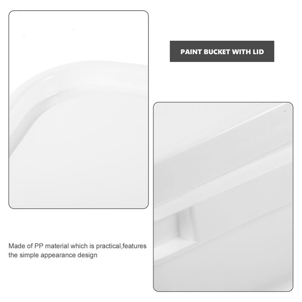 Cubo de Pintura de Plástico Blanco PP con Tapa 5l, 2 Piezas | Asa, Reutilizable y Ligero, Formato Cuadrado, Uso Multipropósito para Almacenamiento