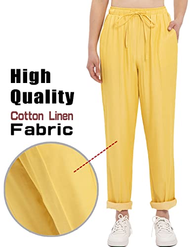 Bonnorth Women's Flowy Tencel Drawstring Elastic Waist Casual High Waisted Cropped Pants with Pockets4