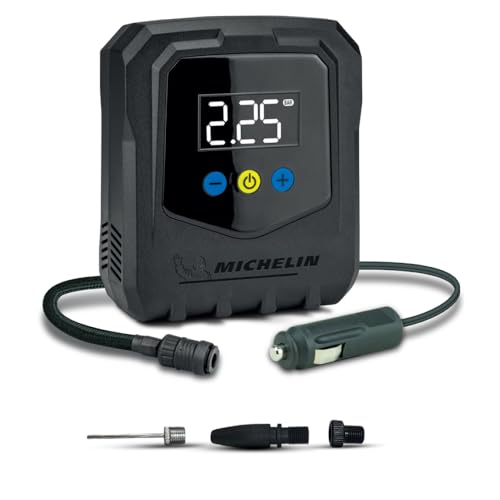 Image of MICHELIN 12V Programmable Digital Micro Tyre Inflator | High-Flow 20L /Min Air Pump with Maximum Pressure of 120 PSI, LED Display & Pre-Set Pressure Function, Auto Shut-Off, Quick Connect Hose