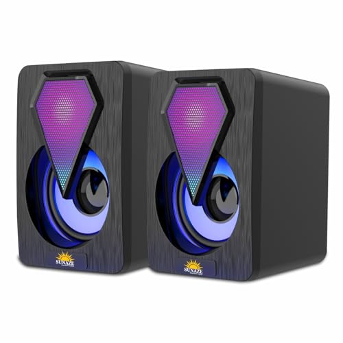 Sunaze RGB Cube Stereo Speakers USB Powered Wired Multimedia Spea...