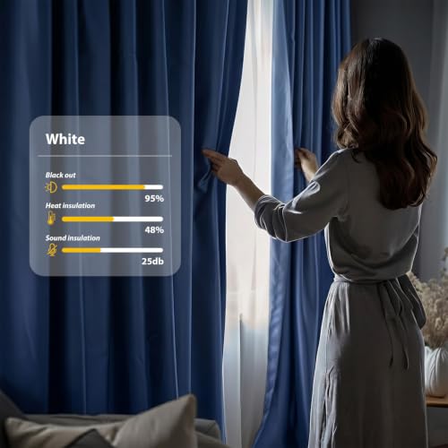 Image of Room Divider Blackout Curtain Track Curtains Wall Dividers Panels Screen for Living Rooms Bedroom Office Privacy Partition Separation, W180 x L96 Inch,1 Panel, Navy Blue