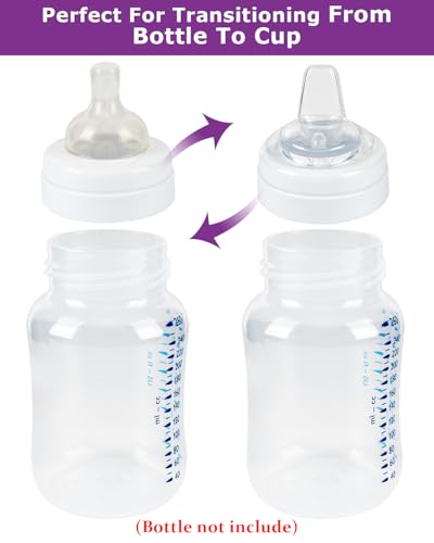Sippy Cup Nipples for Philips Avent Anti-Colic Baby Bottles,Food Grade Silicone Sippy Spout,Variable Flow Soft Nipple,6m+,4-Count