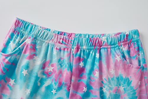 Big Girls Tie Dye Pajamas Tee & Shorts 2-Piece Clothes Set Cute Jammies Size 8 #TOP4