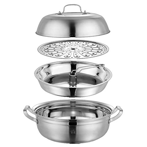 DXYDZSWD 304 de Vapor Caliente del Acero Inoxidable del pote 34cm Sopa de Vapor Pot 2 Capas Marisco Vapor Sauna Pot Pot Comercial Cocina de inducción del hogar Aptos for 4-7 Personas