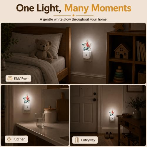 Image of Cardinal Star Night Light Plug in, Soft Glow Night Light for Kids Bedroom Nursery, Gentle Warm Light for Sleep, Compact Lamp for Hallway Bathroom