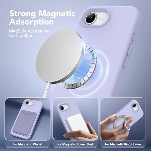 Image of Magnetic for iPhone 17e /iPhone 16e Case, Compatible with MagSafe, [Soft Anti-Scratch Microfiber Lining] Slim Silicone Shockproof Protective Phone Case for iPhone 17e /16e 6.1 inch, Lilac