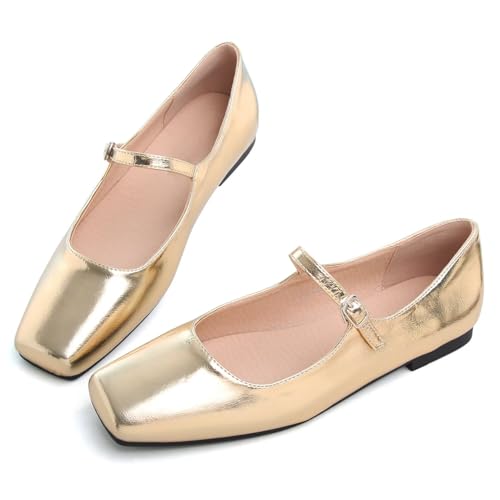 Image of LUXINYU Women's Slip on Flats,Classy Round Toe Solid Classic Mary Jane Ballet Dance Shoes Soft Comfortable PU Flat Shoes