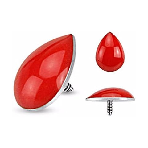 Covet Jewelry Blood Drop Dermal Top 316L Surgical Steel Internally Threaded Cover