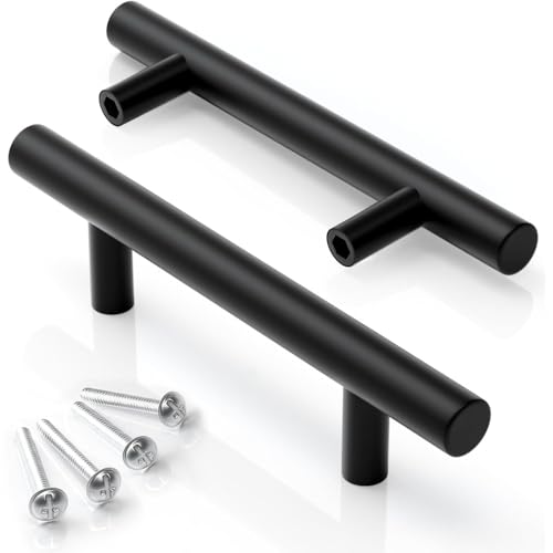 huipinghu 15-Pack 160mm Matt Black Cabinet Handles | Vintage Industrial Kitchen Handles | Rust-Proof Zinc Alloy - Easy Install for Kitchen Cabinets Wardrobes & Drawers (160mm)