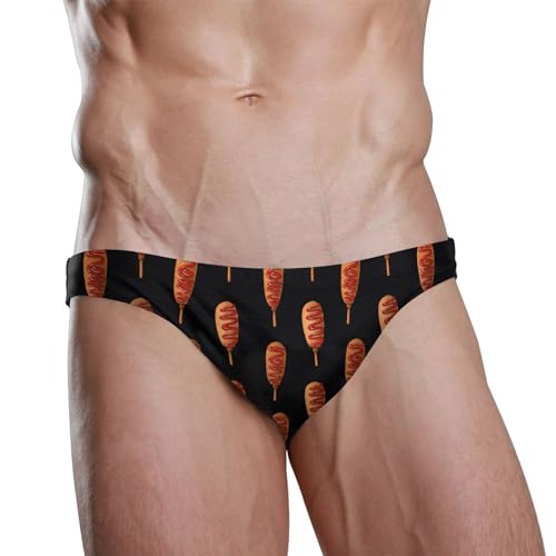 Corn Hot Dog Stick Swim Briefs for Men Swimsuit Bikini Swimwear S B04047322