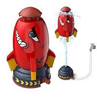 Goolsky Outdoor Water Sprinkler, Rocket Design Water Powered Liftoff & Spin, Outdoor Water Pressure Lift Sprinkler Toy, Summer Garden Water Play Toys & Birthday Gift for Teen