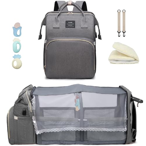 Image of ANWTOTU Baby Diaper Bags with Changing Station,900D Oxford Waterproof Diaper Bag Backpack for Moms Dads with USB Charging Port,Large Capacity Baby Essentials(Ungrade Grey)