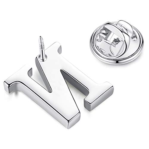 Image of HONEY BEAR Initial Alphabet Letter Lapel Pins Collar Badge Brooches for Mens /Womens Shirt Dress Decoration Silver