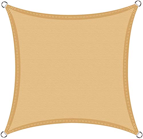 COOL AREA Voile d'ombrage imperméable carré 3 x 3 mètres pour Jardin & terrasse, Couleur Sable
