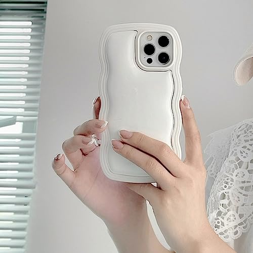 GINASH Cute Cartoon Candy Color Wave Frame Korea Phone Case para iPhone 14 13 11 12 Pro XS MAX X XR 7 8 Puls Funda de Silicona Suave sólida, Blanco, para iPhone XS (5.5)