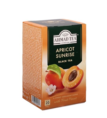 Ahmad Tea Fruit Black Tea | Apricot Sunrise Fruit Black Tea | 20 Teabag Sachets | 1 Pack