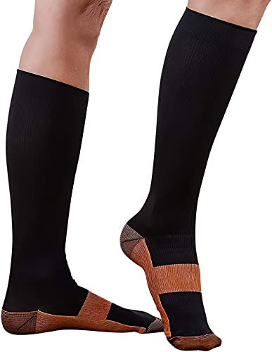 Neuropathy Socks Women - Neuro Copper Compression socks for Rheumatoid Arthritis and Long Haul Flight - 1 Pair Medium