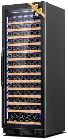 24 Inch Wine Cooler Refrigerator,179 Bottles Wine Fridge Large Capacity Professional Wine Cellars with Powerful Compressor,Quiet Operation and Elegant Design, Black