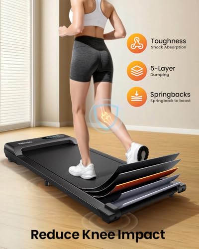 YIMUYIMU Walking Pad Treadmill, 6km/h Under Desk Treadmill for Home, 2.5HP Quiet Portable Electric Running Pad, Office Mini Walking Machine, 300LBS Capacity, Remote & LED Display, No Assembly - Image 2