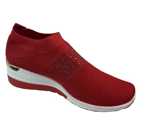 Atalina Women's Slip-On Mesh Rhinestoned Sneakers