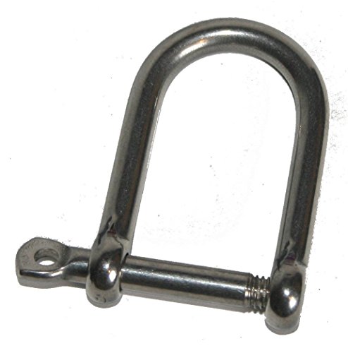 Nautos Forged Large D Shackle with SCRE Eye PIN - Stainless Steel 316 (6mm - 1/4