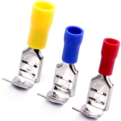 Lot de 10 cosses de dérivation plates de 6,3 mm avec dérivation cosses de câble doubles (jaune 4-6 mm²)