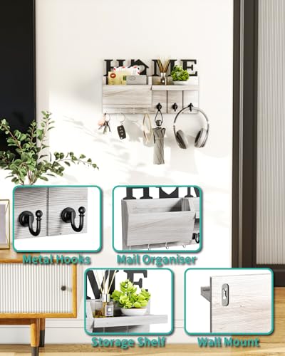 HapiRm Key Holder for Wall, Key Hanger with Home Design, Key Hooks Wall Mounted with Mail Sorter for Entryway, Mudroom, Hallway, Bedroom, Kitchen, Office - Cosy Home Interiors HapiRm Key Holder for Wall, Key Hanger with Home Design, Key Hooks Wall Mounted with Mail Sorter for Entryway, Mudroom, Hallway, Bedroom, Kitchen, Office - Image 2