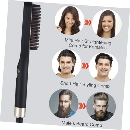 Plancha eléctrica mini para el cabello y barba Homoyoyo, peine alisador con 3 niveles de temperatura (160-190-220 °C), enchufe estadounidense, para viaje y grooming diario miniatura 6