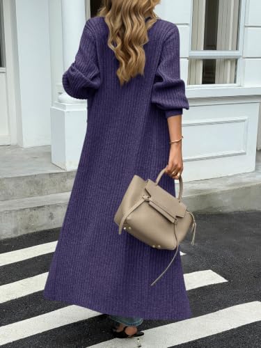Image of Saodimallsu Womens Long Duster Cardigans Button Down Maxi Sweater Dress