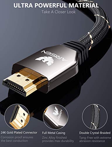 Cabo HDMI 2.1 de 1,2 m, ARISEN Ultra Alta Velocidade 48 Gbps 8K@60Hz 4K@120Hz, Cabo HDMI trançado re