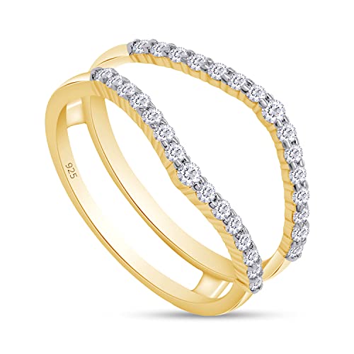 SAVEARTH DIAMONDS 2/5 ct t.w Round Cut Lab Created Moissanite Diamond Curved Ring Guard Enhancer In 14K Gold Over Sterling Silver For Womens (D Color, VVS1 Clarity 0.40 Cttw)2