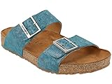Vegetabil gegerbtes Leder Haflinger Unisex Andrea gefüttert Sandale, Blau, 40 EU