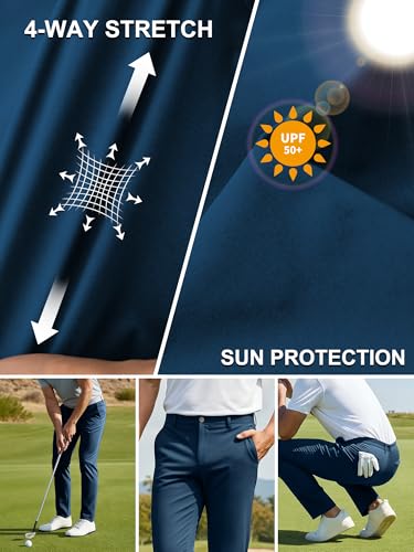 Holure Men's Golf Trousers Waterproof Straight Fit Stretch Outdoor Pants Inseam 30''/32'' Lightweight Casual Pants with Pockets - Image 5