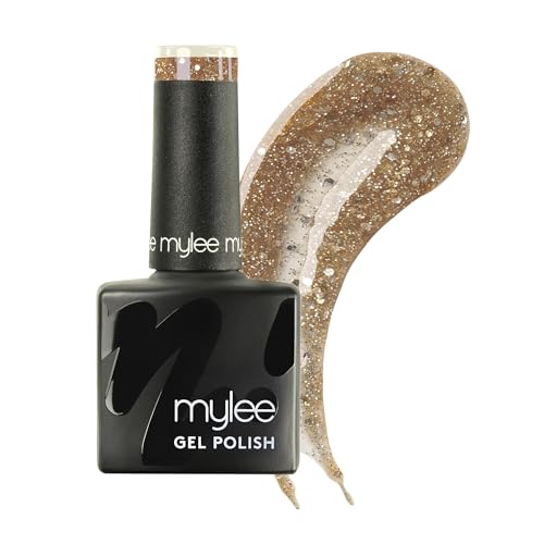 Mylee Gel Nail Polish 8ml [Gold Mines] - UV/LED Soak-Off Nail Art Manicure Pedicure for Professional Salon & Home Use [Bold Glitter Range] - Long Lasting & Easy to Apply