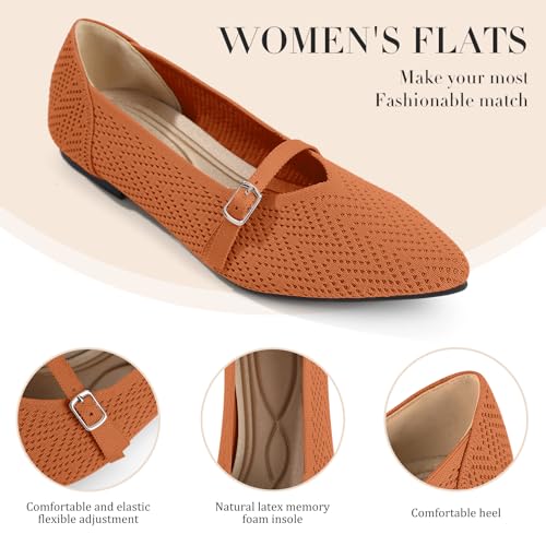 Image of Flats for Women Pointed Toe Knit Ballet Comfortable Dressy Washable Mary Jane Flat Shoes