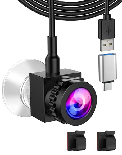 Poeubmo Center Screen Webcam with Microphone 1080P Webcam USB C/A for Middle Screen Camera PC and Laptop Adjustable Focus Center Cam for Windows/macOS -FT (Black)