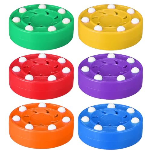 Toyvian 6 Pcs Roller Hockey Puck - ABS Street Hockey Puck, Sports Training Pucking Balls Floor Training Ball for Indoor-Outdoor Sport Practice Activity