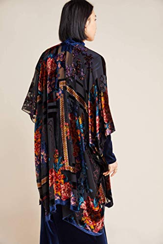 Image of Women's Burnout Velvet Kimono Long Cardigan Cover Up Casual Outfit