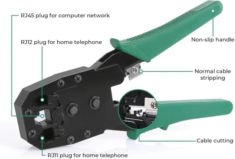 SQUADO Pinza Crimpatrice RJ11 RJ12 RJ45 8P 6P 4P Per Cavo Ethernet Lan Rete Telefono