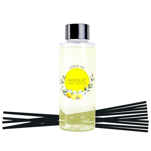 Image of Involve Lemon Ice Reed Diffuser Refill with Free 10 Reed Sticks - 120 ml | Long-Lasting Home Aroma Diffuser for Living Room, Bedroom & Gifting | Home Decor | Home Fragrance | Diffuser for Home