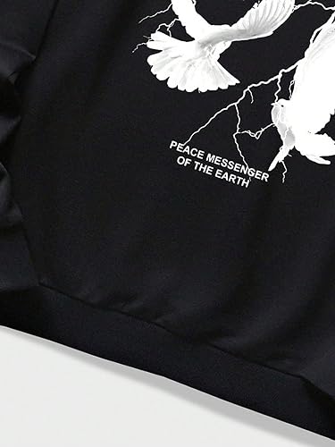 COZYEASE Men's Hoodie Oversized Graphic Hoodies Pullover Long Sleeve Drawstring Casual Hooded Sweatshirt Trendy Black Graphic L4