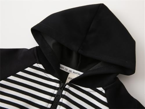 Yueary Toddle Moletom com capuz clássico para meninos e meninas, listrado, liso, macio, com zíper e