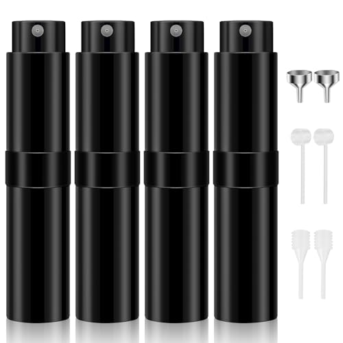 Hanmir Parfümzerstäuber, 4 Stück 8ml Parfümzerstäuber Nachfüllbar Zerstäuber Parfüm Mini Portable Sprühflasche für Taschenzerstäuber(Schwarz)