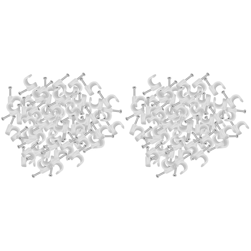 600X Cable Staples Clip Wall Wire Nail Fixture for Ethernet Cable Rg6 Rg59 Cat5 Cat6 Rj45 TV Wire Cable 7Mm White - (Color: White Silver)