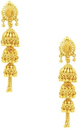 Bodha 3 Layered Traditional GoldDesigner Jhumka Earrings (SJ_753)